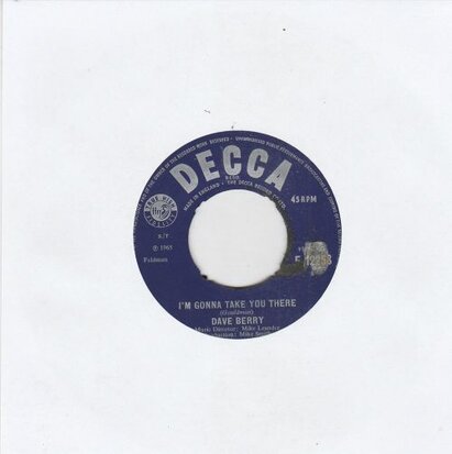 Dave Berry - I'm gonna take you there + Just don't know (Vinylsingle)