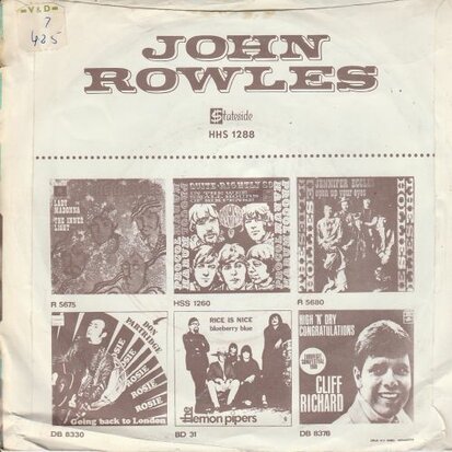 John Rowles - Hush...Not a word to Mary + The night (Vinylsingle)