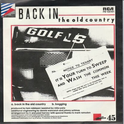 Tom Robinson - Back in the old country + Begging (Vinylsingle)