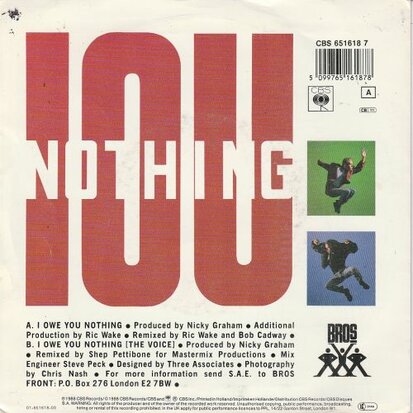 Bros - I owe you nothing + The Voice (Vinylsingle)