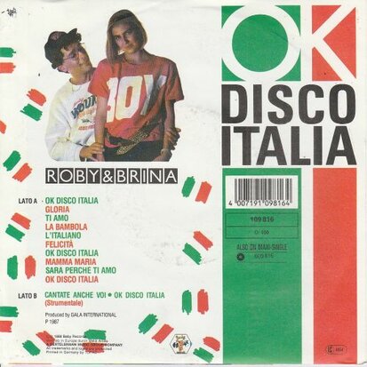 Roby & Brina - Ok Disco Italia + Cantate Anche Voi Ok Disco Italia (Instrumental) (Vinylsingle)