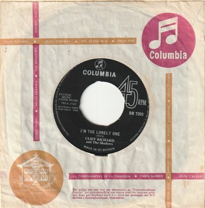 Cliff Richard - I'm the lonely one + Watch what you do with my baby (Vinylsingle)