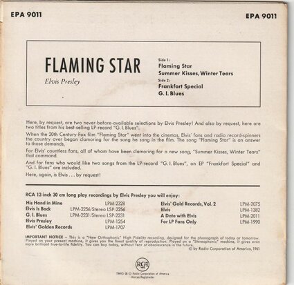 Elvis Presley - Flaming Star (EP) (Vinylsingle)