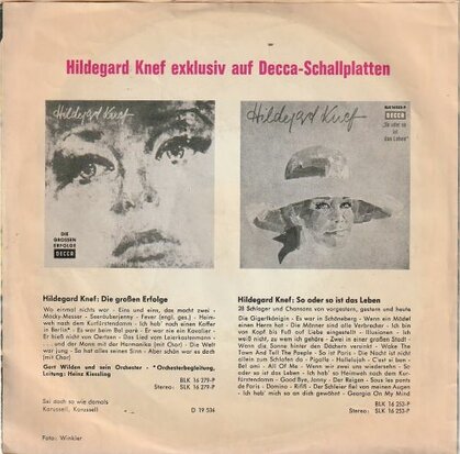 Hildegard Knef - Das geht beim ersten mal vorbie + Da kannst du was (Vinylsingle)