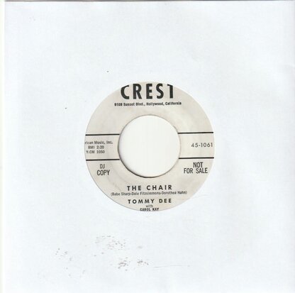 Tommy Dee - The Chair + Hello, Lonesome (Vinylsingle)