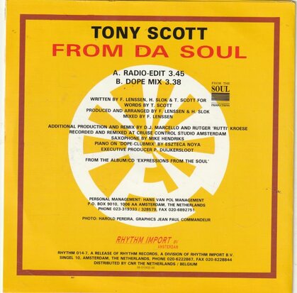 Tony Scott - From Da Soul + (Dope Mix) (Vinylsingle)