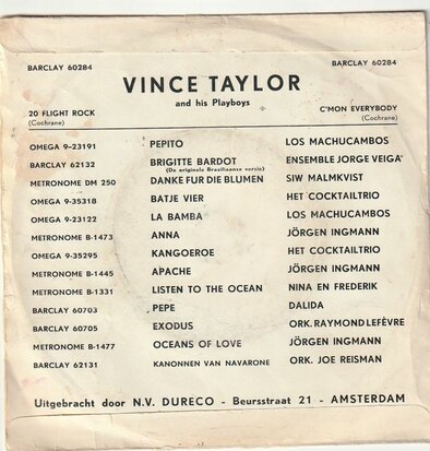 Vince Taylor - Twenty flight rock + C'mon everybody (Vinylsingle)