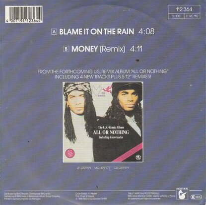 Milli Vanilli - Blame it on the rain + Money (Vinylsingle)