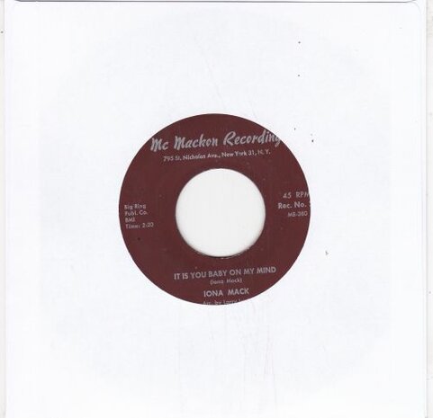 Iona Mack - I like to dance with my baby + It is you baby on my mind (Vinylsingle)