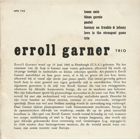 Erroll Garner - Erroll Garner Trio (EP) (Vinylsingle)