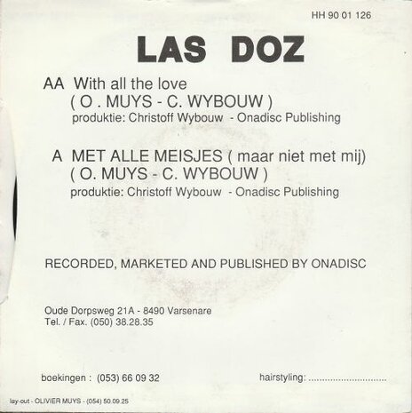 Las Doz - Met Alle Meisjes + With All The Love (Vinylsingle)