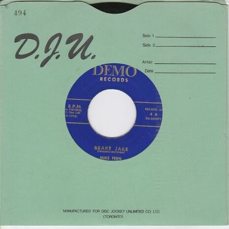 Mike Fern and Del Royals - Brake Jake + A Bomb Bop (Vinylsingle)