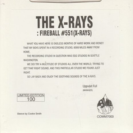 X-Rays - Fireball 551 (Vinylsingle)