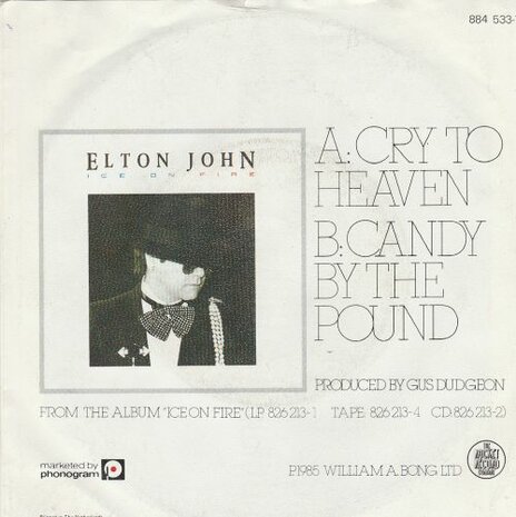 Elton John - Cry to heaven + Candy by the pound (Vinylsingle)