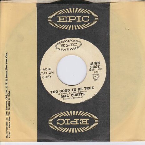 Mac Curtis - Too Good To Be True + Too Close To Home (Vinylsingle)