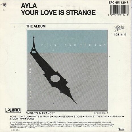 Flash & the Pan - Ayla + Youre love is strange (Vinylsingle)