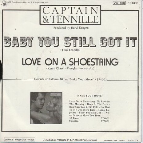 Captain & Tennille - Baby You Still Got It + Love On A Shoestring (Vinylsingle)