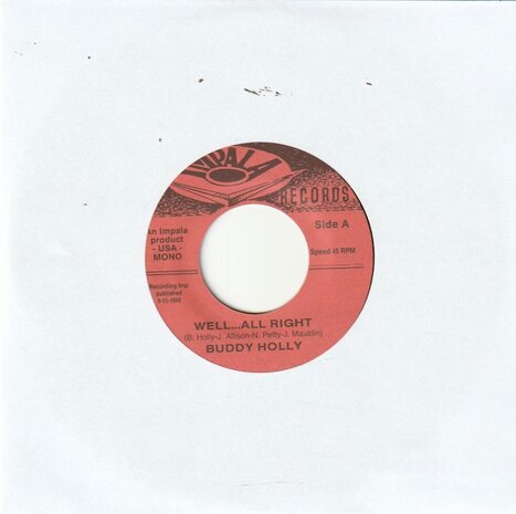 Buddy Holly - Well all right + Reminiscing (Vinylsingle)