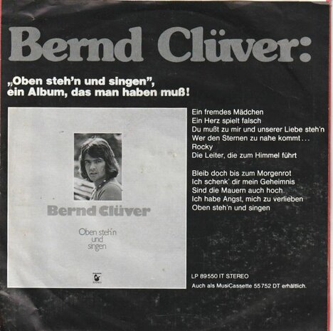 Bernd Cluver - Hey Mr. Disc-Jockey + Ich Weiss, Ich Werd' Gewinnen (Vinylsingle)