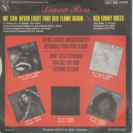 Diana Ross - We Can Never Light That Old Flame Again + Old Funky Rolls (Vinylsingle)