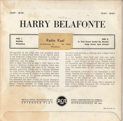 Harry Belafonte - Belafonte (EP) (Vinylsingle)