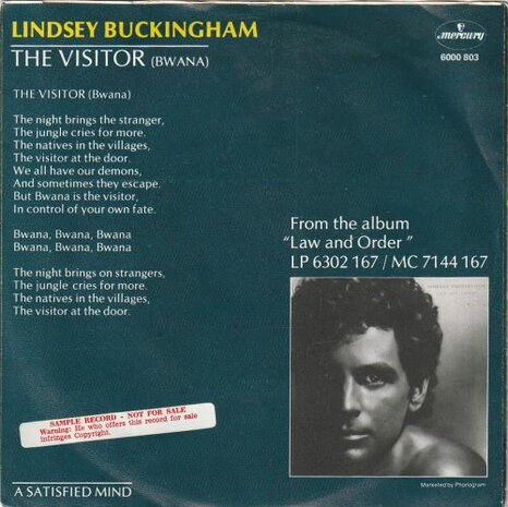 Lindsey Buckingham - The Visitor + A Satisfied Mind (Vinylsingle)