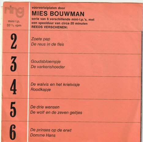 Mies Bouwman - Voorvertelplaat 1 (Vinylsingle)