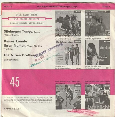 Nilsen Brothers - Stielaugen Tango + Keiner knnte ihren namen (Vinylsingle)