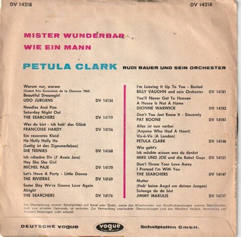 Petula Clark - Mr. Wunderbar + Wie Ein Mann (Vinylsingle)