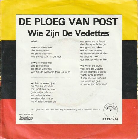 Ploeg van Post - Wie Zijn De Vedettes + Raleigh, Raleigh! (Vinylsingle)