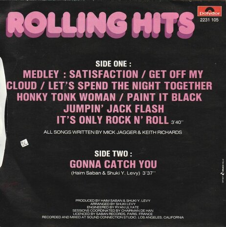 Rolling Hits - Rolling hits medley + Gonna catch you (Vinylsingle)