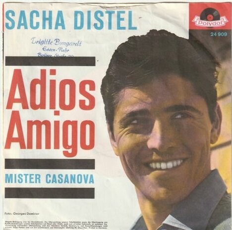 Sacha Distel - Adios amigo + Mister casanova (Vinylsingle)