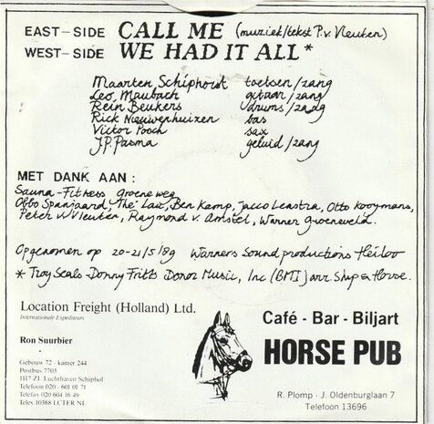 Ship & Horse band - Call Me + We Had It All (Vinylsingle)