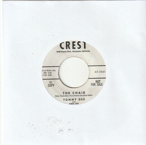 Tommy Dee - The Chair + Hello, Lonesome (Vinylsingle)