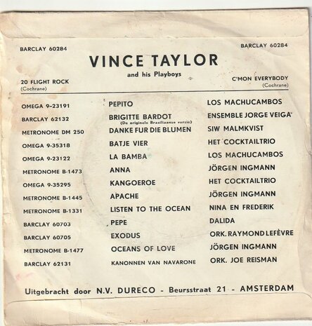 Vince Taylor - Twenty flight rock + C'mon everybody (Vinylsingle)