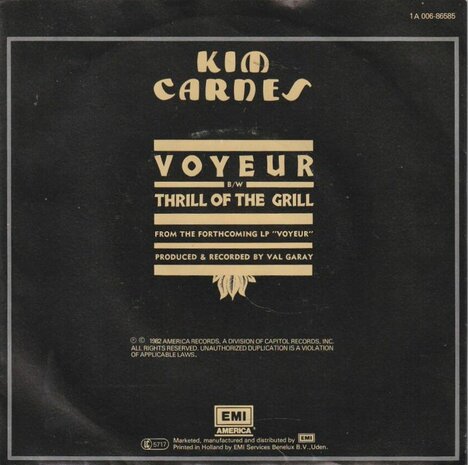 Kim Carnes - Voyeur + Thrill of the grill (Vinylsingle)