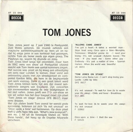 Tom Jones - What's new Pussycat? + With these hands (Vinylsingle)