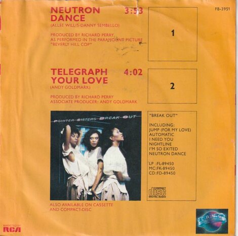 Pointer Sisters - Neutron dance + Telegraph your love (Vinylsingle)